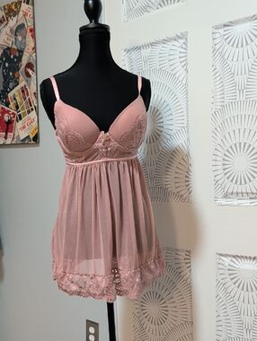 Daisy Fuentes Blush Pink Sheer Lace Chemise